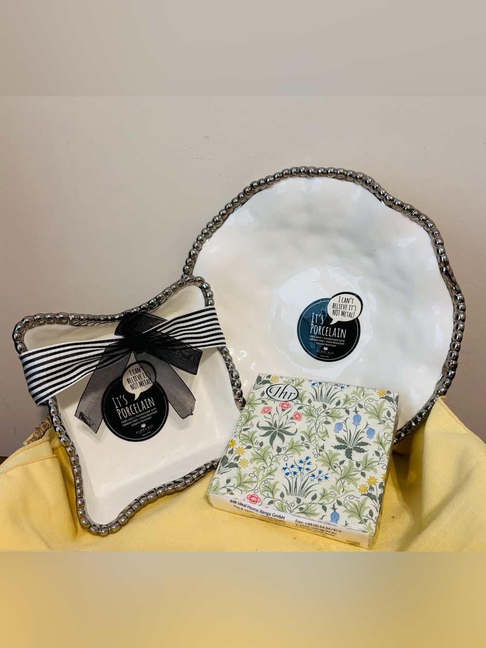Pampa Bay Salerno Porcelain Luncheon 7” X 7” Napkin Holder & 10” X 5” Plate